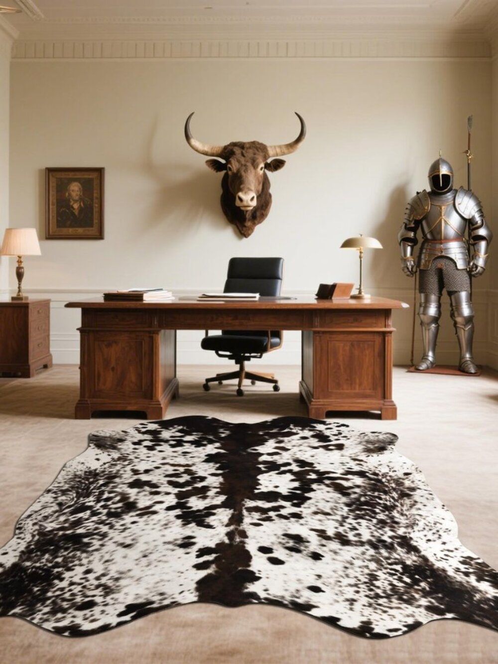 Faux Cowhide Rug, 4.6 x 5.2 ft Fashionable, Grand, Friendly